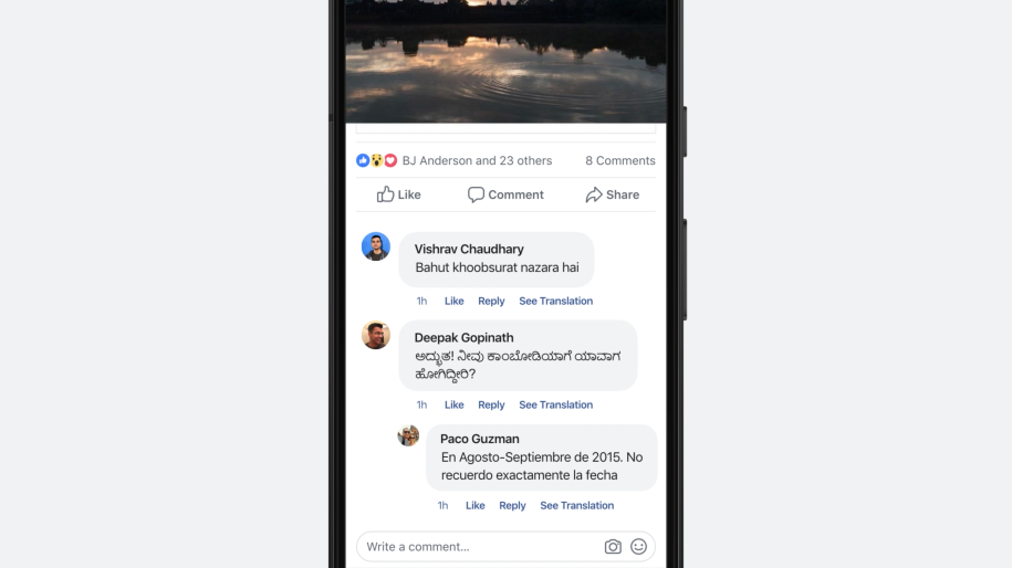 Example of Facebook post that would trigger automatic translation suggestions
