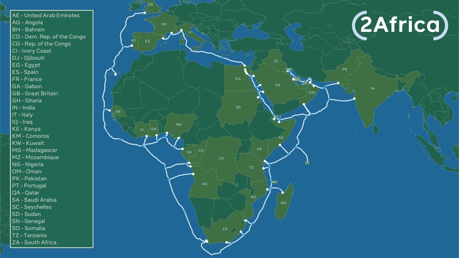 A new segment of subsea cable called 2Africa Pearls connects three continents — Africa, Europe, and Asia.